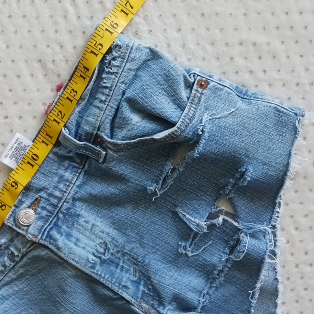 Levi cut off jean shorts. Distressed customized  unique one of a kind - Picture 5 of 15